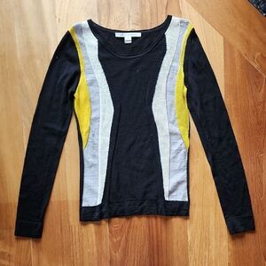 Diane Von Furstenberg Black, Gray, and Yellow Long Sleeve Top - Women's Size Med